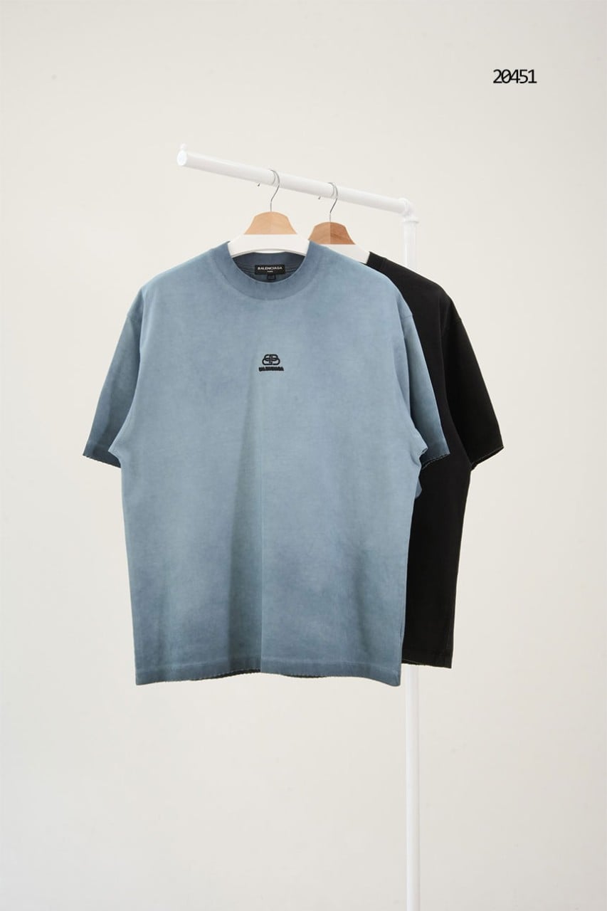 🔆 [BALENCIAGA] 발렌시아가 BB 로고 백 프린트 빈티지워싱 반팔 티셔츠 🔆