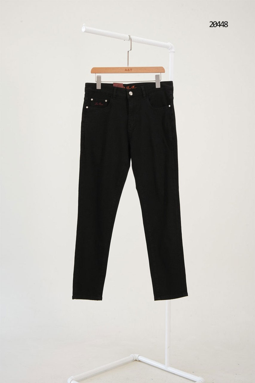 🔆 [Loro Piana] 로로피아나 블랙 레더패치 스틸 로고 팬츠 🔆