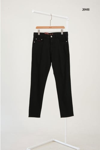 🔆 [Loro Piana] 로로피아나 블랙 레더패치 스틸 로고 팬츠 🔆