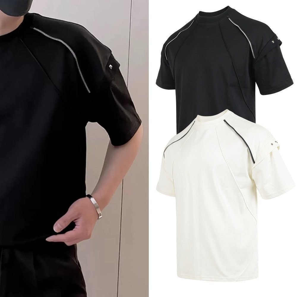 💕 발*** 지퍼 락스터드 실켓 라운드 티