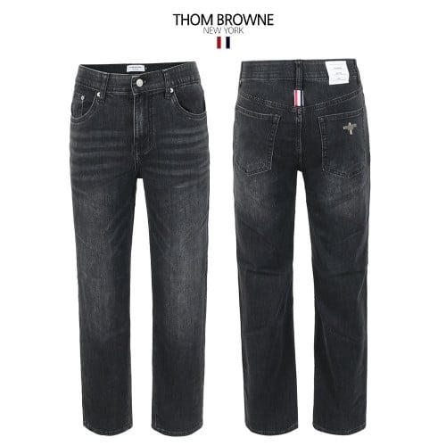 💕 톰* 블랙 쿨터치데님 세미와이드 히든밴드 팬츠