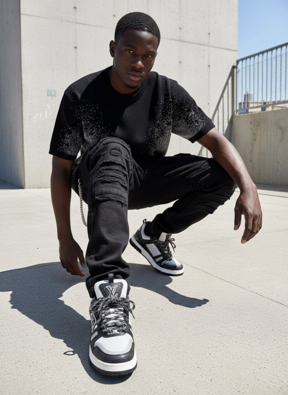 💕 루* 그라데이션 패턴 반팔 니트