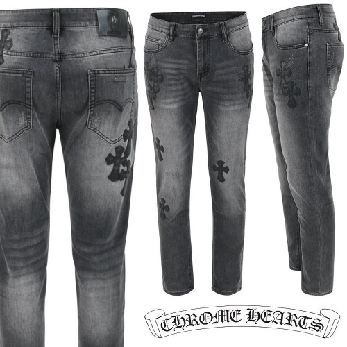 💕 크* 멀티 레더 패치 흑청 슬림 일자진