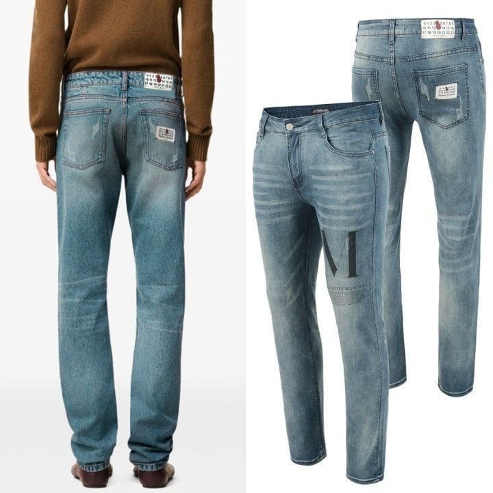 💕 메* 마르지엘라 넘버로고 탭 워싱 청바지